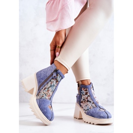 Bottes en cuir sur un poteau massif Maciejka Bleu 05325-06 5