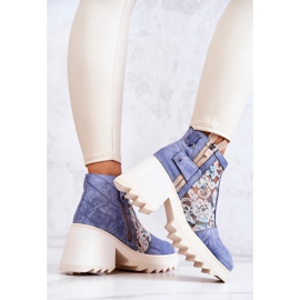 Bottes en cuir sur un poteau massif Maciejka Bleu 05325-06 6