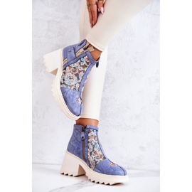 Bottes en cuir sur un poteau massif Maciejka Bleu 05325-06 7
