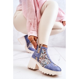 Bottes en cuir sur un poteau massif Maciejka Bleu 05325-06 8