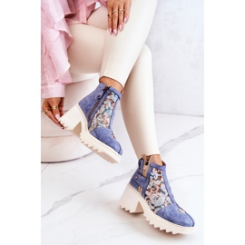 Bottes en cuir sur un poteau massif Maciejka Bleu 05325-06 10
