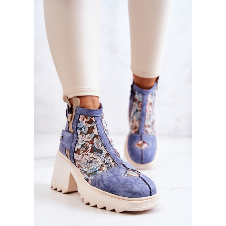 Bottes en cuir sur un poteau massif Maciejka Bleu 05325-06 1