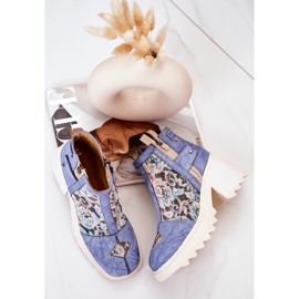 Bottes en cuir sur un poteau massif Maciejka Bleu 05325-06 3