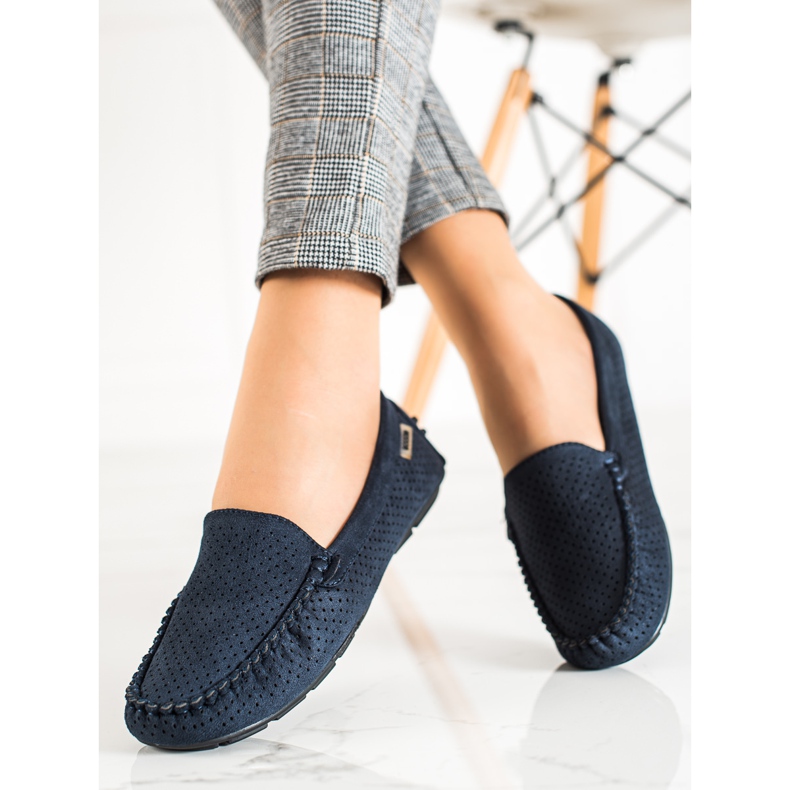 Goodin Mocassins Ajourés En Daim bleu 1