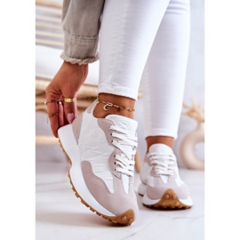 FJ1 Chaussures de sport classiques, nouées blanches et beiges Patrice 1