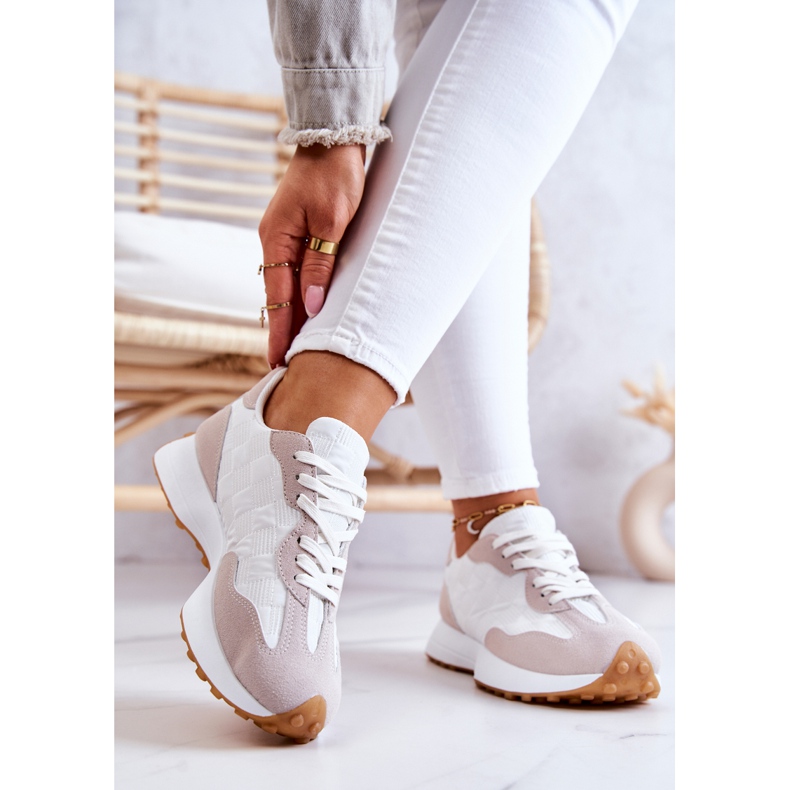 FJ1 Chaussures de sport classiques, nouées blanches et beiges Patrice 2 FJ1 Chaussures de sport classiques, nouées blanches et beiges Patrice 2