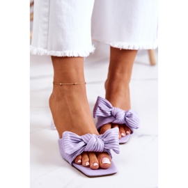FJ1 Chaussons En Cuir Avec Un Nœud Rosalee Violet 5