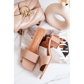 FJ1 Chaussons En Cuir À Talons Hauts Beige Netty 5