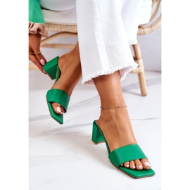 FJ1 Sandales Netty vertes en cuir à talons hauts 5