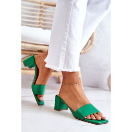 FJ1 Sandales Netty vertes en cuir à talons hauts 4