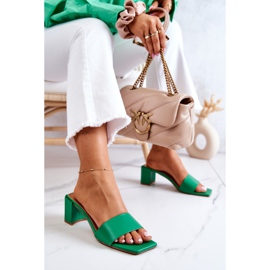FJ1 Sandales Netty vertes en cuir à talons hauts 6