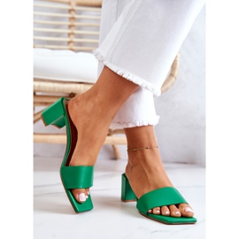 FJ1 Sandales Netty vertes en cuir à talons hauts 3
