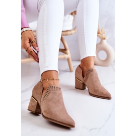 PS1 Santiags ajourées en daim beige foncé Valerie 4