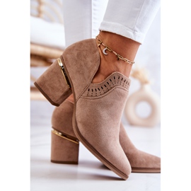 PS1 Santiags ajourées en daim beige foncé Valerie 6