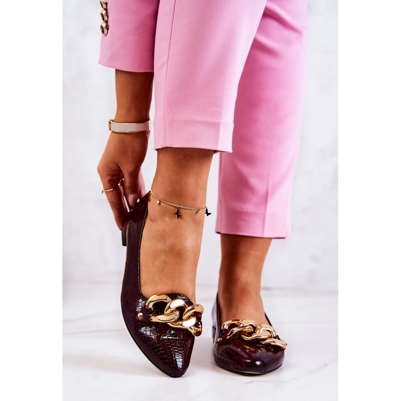 Escarpins Serpent Laqués Cuir Bordeaux Elissabeth rouge 1