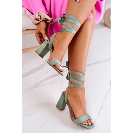 FJ1 Sandales Sharlene en daim vert sur une barre 6