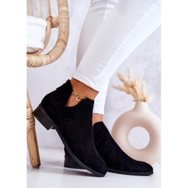 Vinceza Noir Bottines en daim ajourées Shirley noires 1