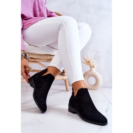Vinceza Noir Bottines en daim ajourées Shirley noires le noir 4