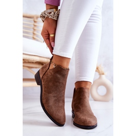 Vinceza Bottines en daim ajourées marron Shirley brun 1