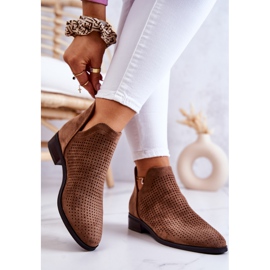 Vinceza Bottines en daim ajourées marron Shirley brun 2
