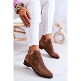 Vinceza Bottines en daim ajourées marron Shirley brun 4