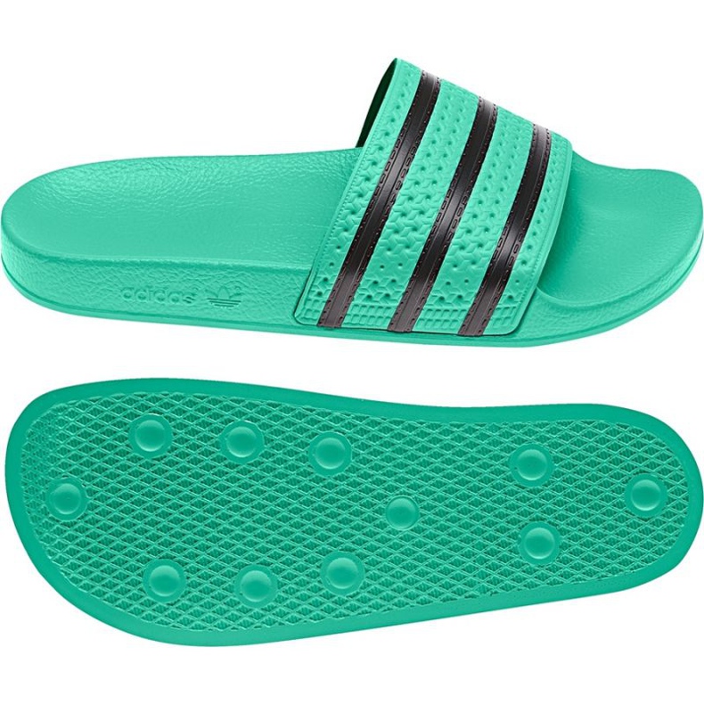 Adidas Originals Adilette Claquettes U CQ3100 le noir vert 1 Adidas Originals Adilette Claquettes U CQ3100 le noir vert 1