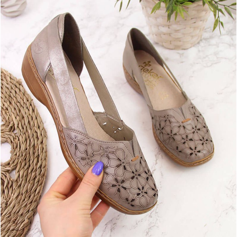 Chaussures ajourées W Rieker 41356 beige 1
