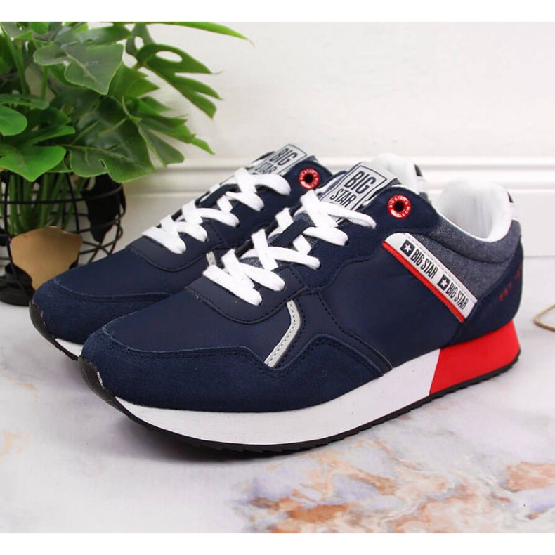 Chaussures de sport en cuir Big Star W JJ274285 bleu marine gris 2