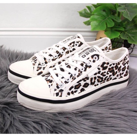 Baskets blanches Big Star W JJ274615 à imprimé léopard brun 2