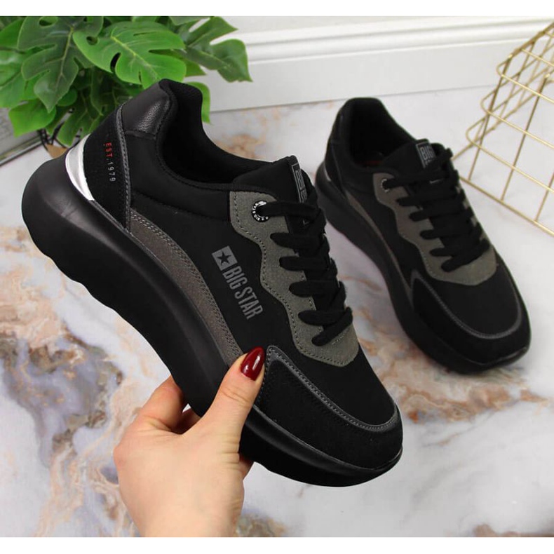 Chaussures de sport noires plateforme Big Star W JJ274989 le noir 1