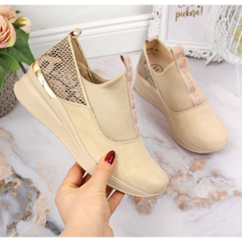 Baskets compensées en cuir Filippo W PAW253B beige 1