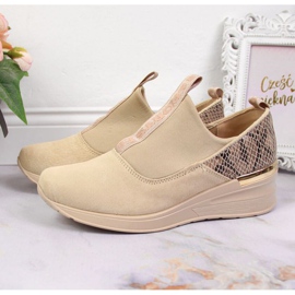 Baskets compensées en cuir Filippo W PAW253B beige 2