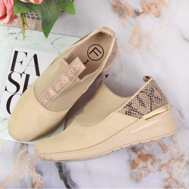Baskets compensées en cuir Filippo W PAW253B beige 3