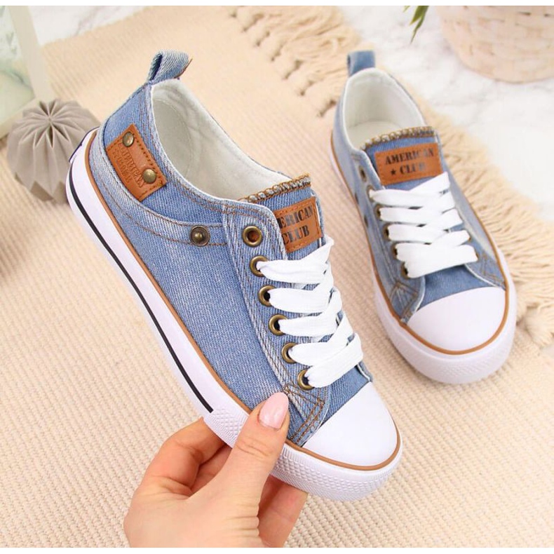 Baskets American Club Jr AM783A en jean bleu 1 Baskets American Club Jr AM783A en jean bleu 1