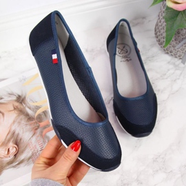 Ballerines ajourées en cuir Filippo W PAW198B bleu marine 1