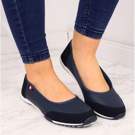 Ballerines ajourées en cuir Filippo W PAW198B bleu marine 2