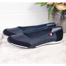 Ballerines ajourées en cuir Filippo W PAW198B bleu marine 3