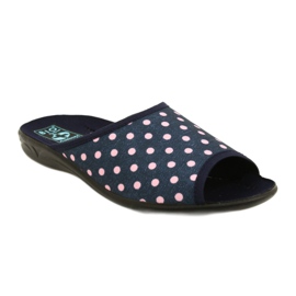 Chaussons femme Adanex Sara à pois 24961 bleu marine rose 1