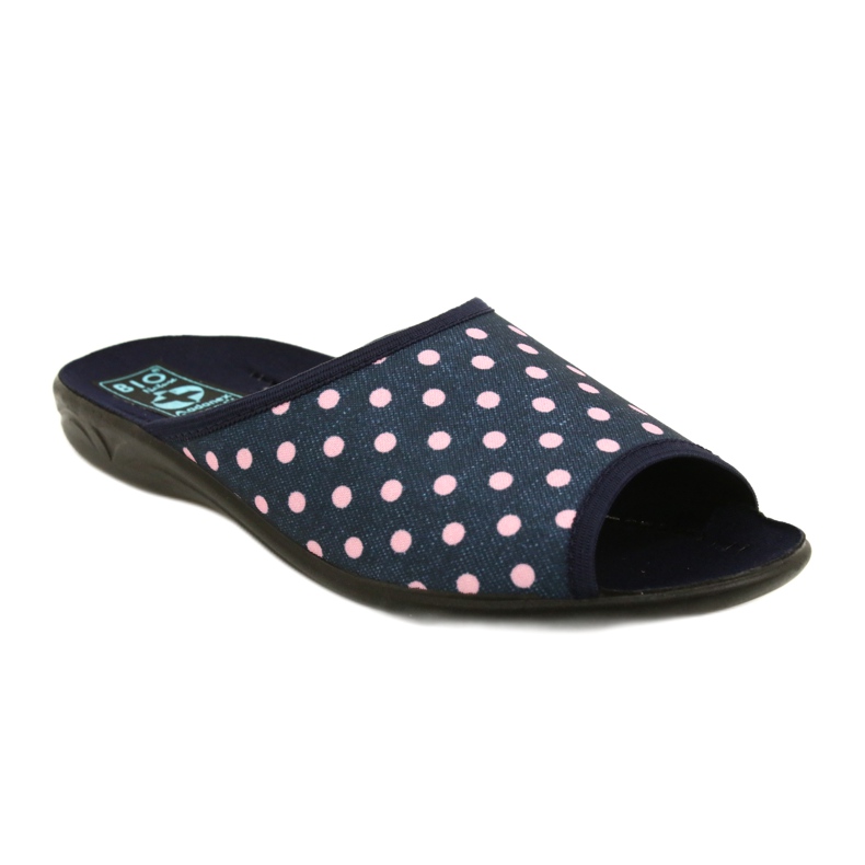 Chaussons femme Adanex Sara à pois 24961 bleu marine rose 1