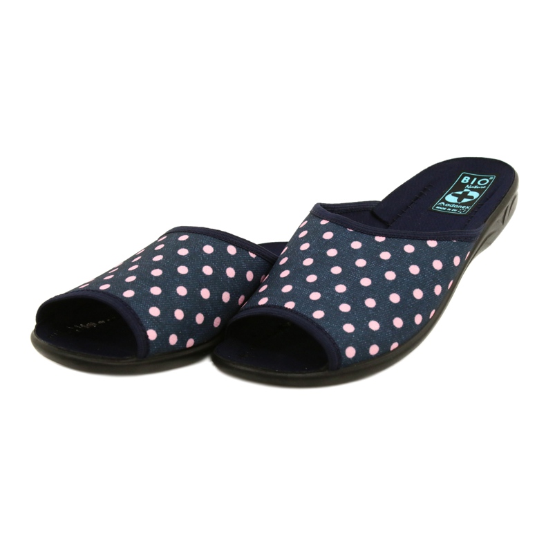 Chaussons femme Adanex Sara à pois 24961 bleu marine rose 4