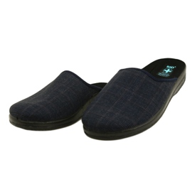 Chaussons pour hommes Chaussons Adanex 27318 Per Pedes à carreaux bleu marin 4