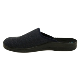 Chaussons pour hommes Chaussons Adanex 27318 Per Pedes à carreaux bleu marin 3