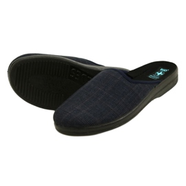 Chaussons pour hommes Chaussons Adanex 27318 Per Pedes à carreaux bleu marin 5