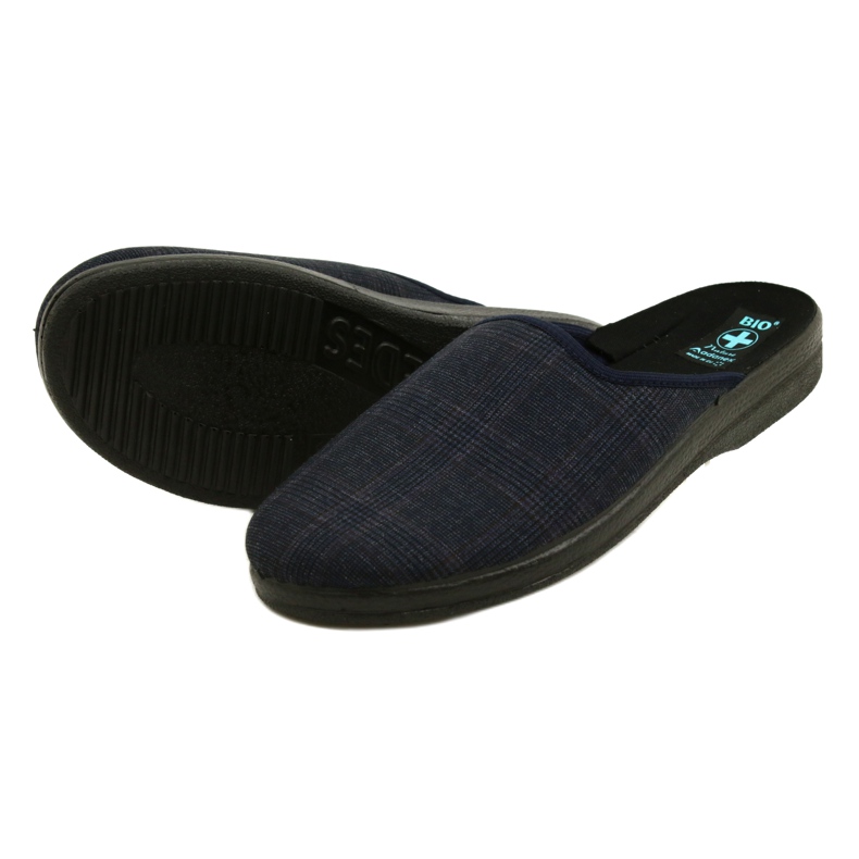 Chaussons pour hommes Chaussons Adanex 27318 Per Pedes à carreaux bleu marine 5