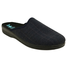 Chaussons pour hommes Chaussons Adanex 27318 Per Pedes à carreaux bleu marine 2
