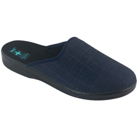 Chaussons pour hommes Chaussons Adanex 27318 Per Pedes à carreaux bleu marine 1