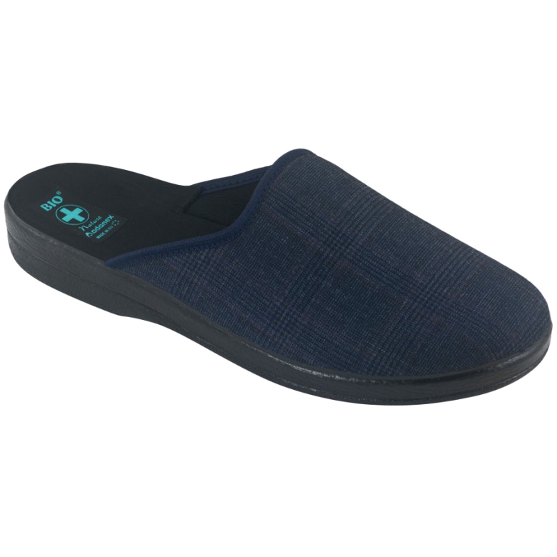 Chaussons pour hommes Chaussons Adanex 27318 Per Pedes à carreaux bleu marine 1