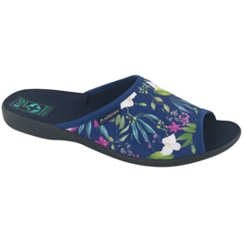 Chaussons femme à fleurs Adanex Sara SAK1 27272 bleu marin bleu rose vert 1
