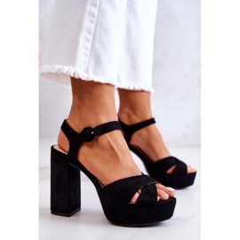 FM1 Sandales noires en daim à talon Semilla le noir 4