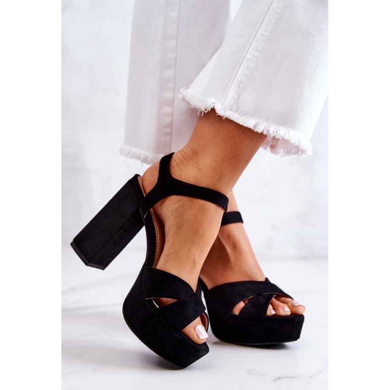 FM1 Sandales noires en daim à talon Semilla le noir 2